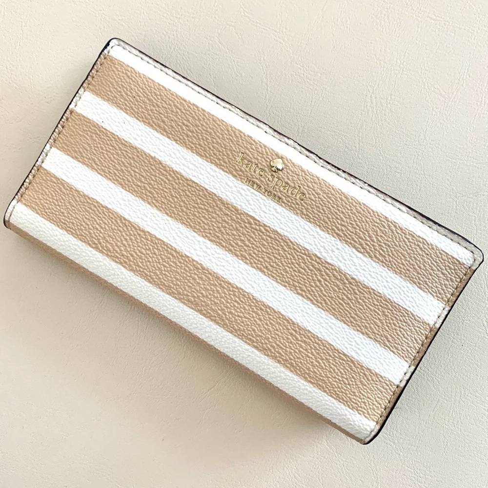 Kate Spade Tan and White Striped Wallet